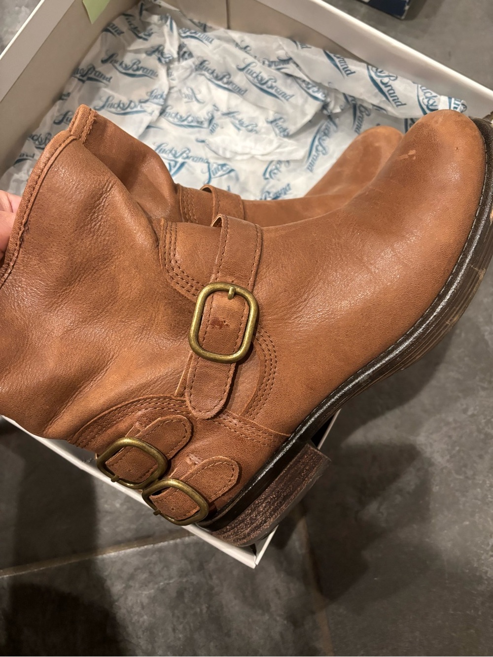 Women’s lucky brand leather booties Norton bourbon new haze size 8